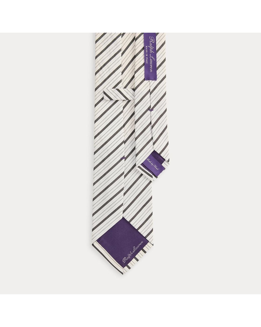 Ralph Lauren White Striped Cotton Tie