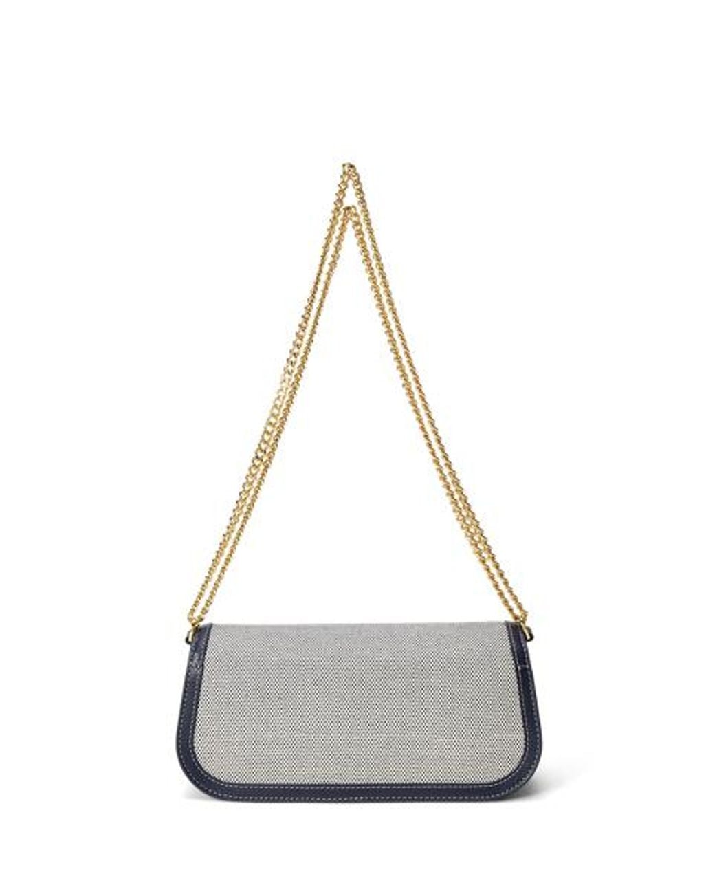 Ralph Lauren Gray Canvas-Leather Medium Rylan Shoulder Bag