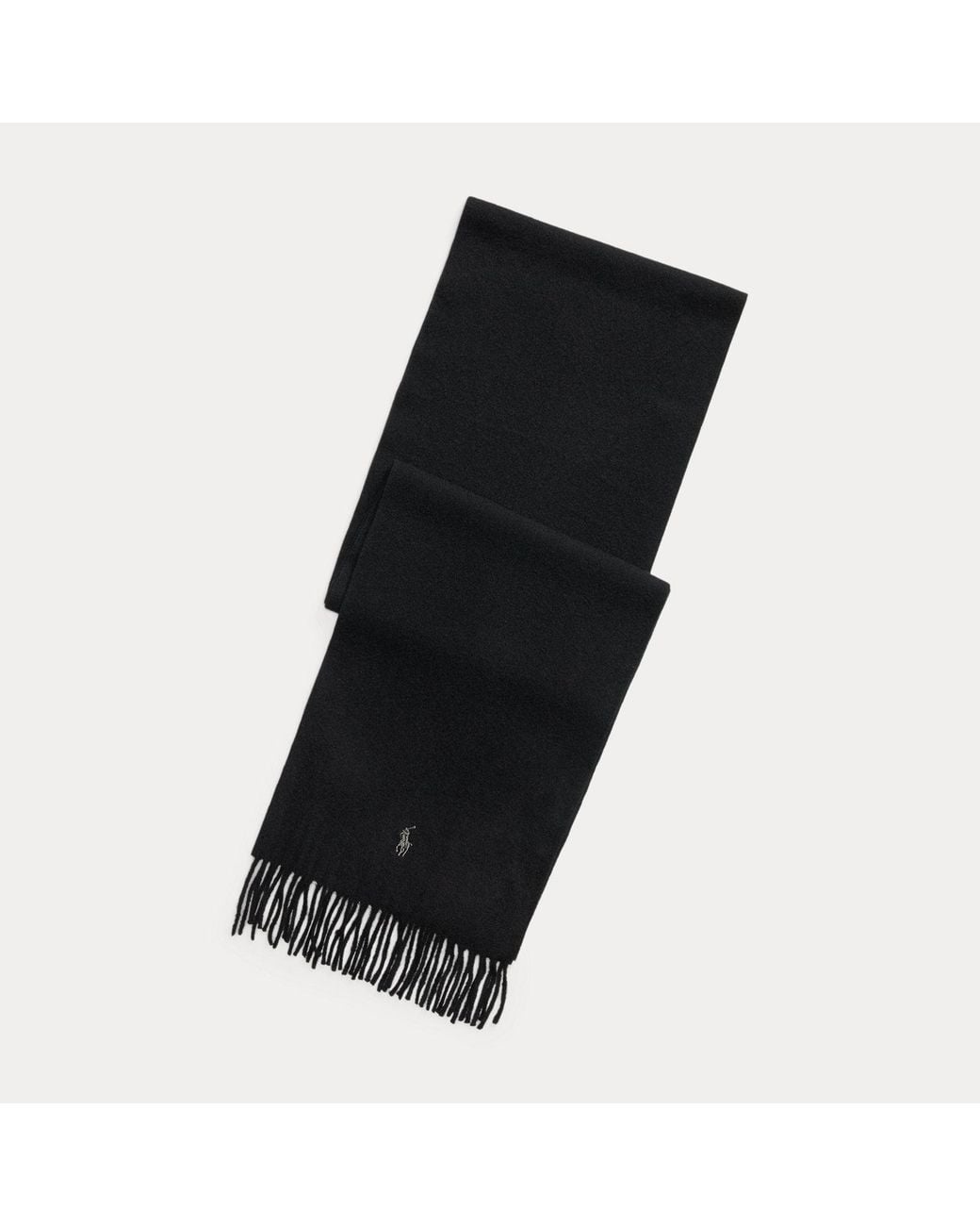 Polo Ralph Lauren Black Fringed Cashmere Scarf for men