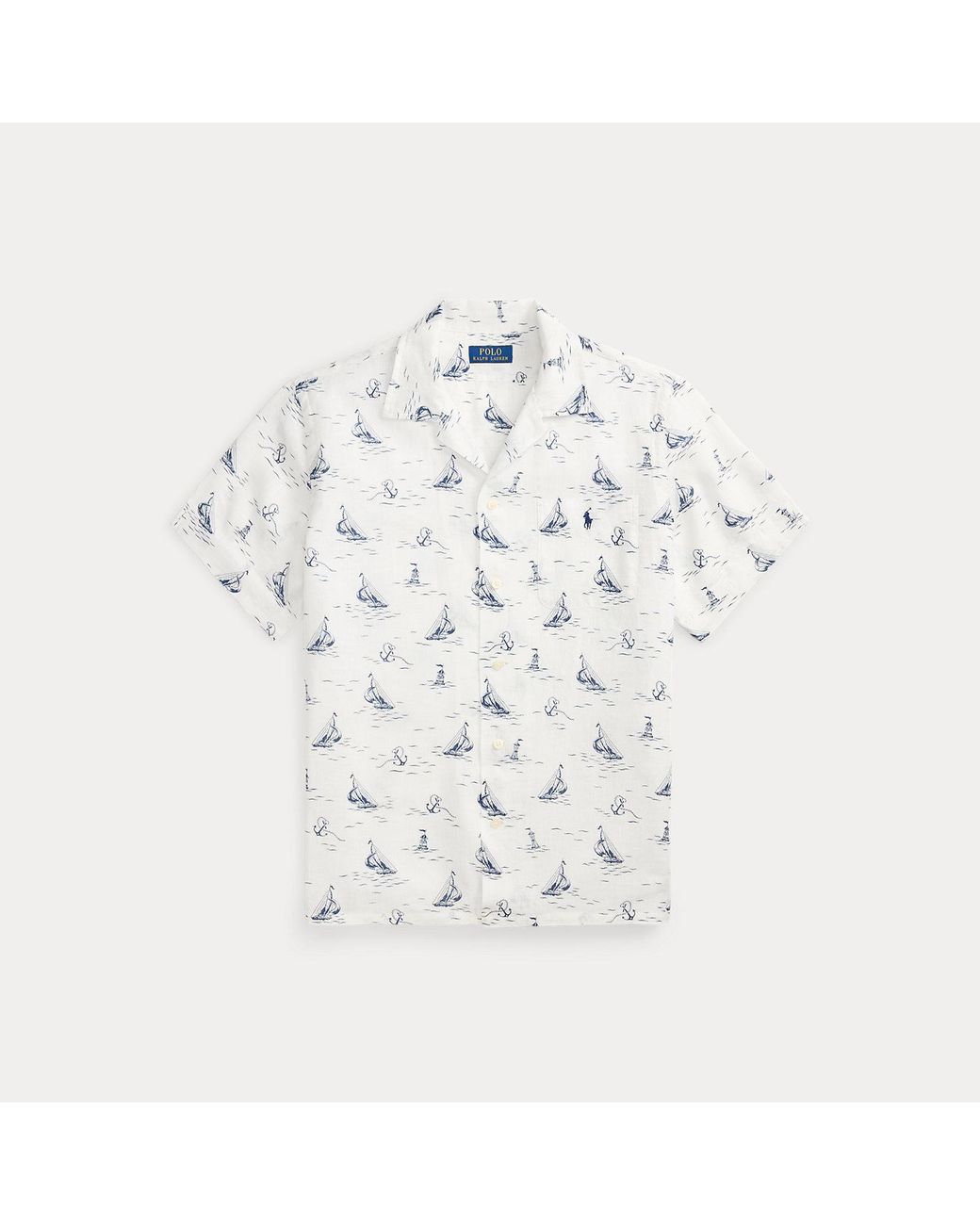 Polo Ralph Lauren Classic Fit Nautical-Print Linen Shirt in White for ...