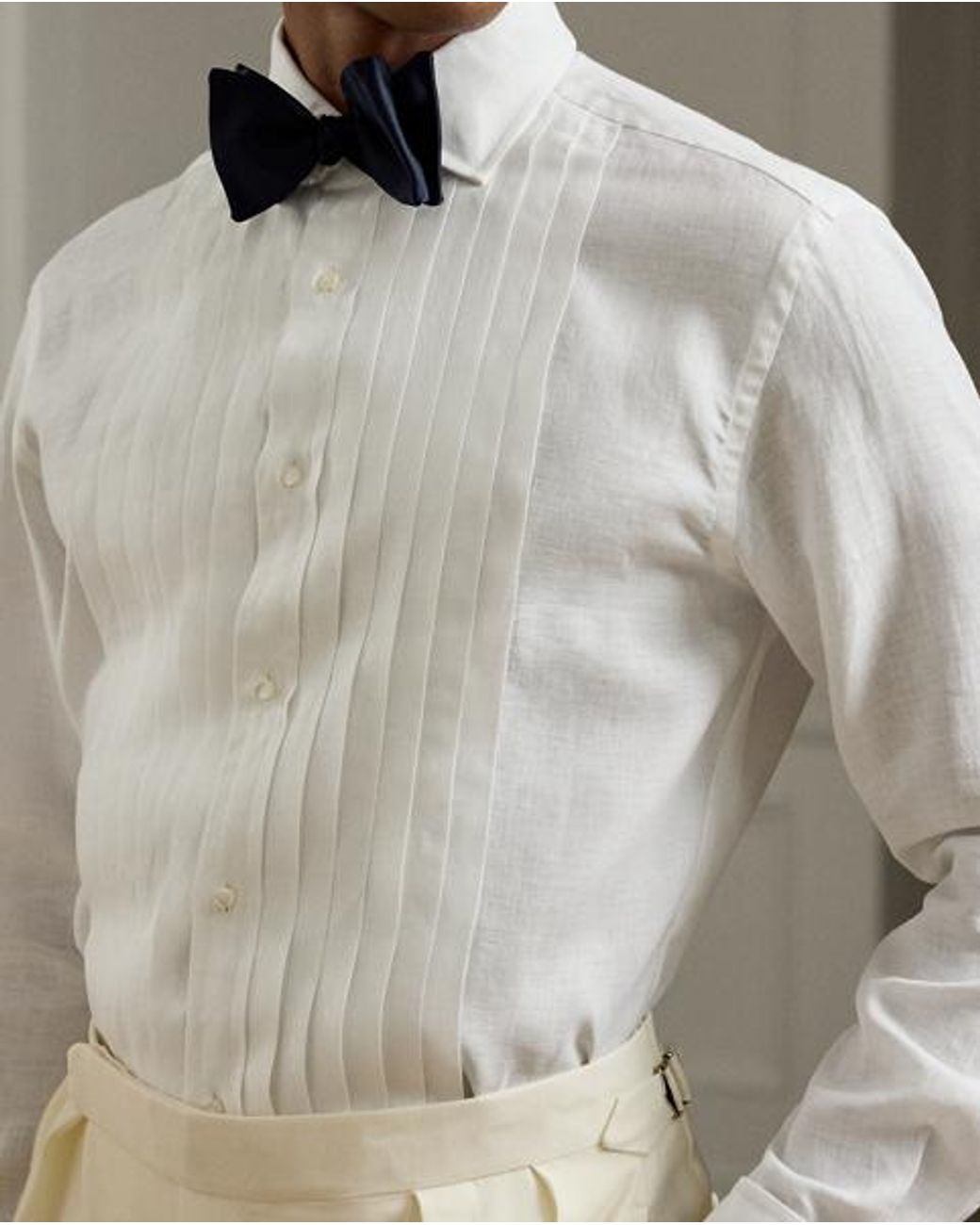 Ralph Lauren White Nm X Rl French Cuff Linen Tuxedo Shirt for men