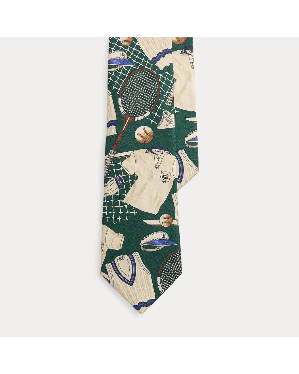 Polo Ralph Lauren Green Tennis-Print Silk Tie for men