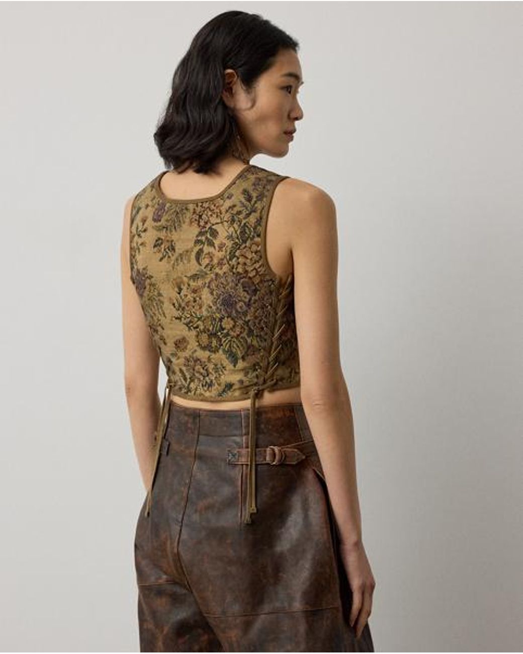 Ralph Lauren Green Thurlow Floral Gobelin Top