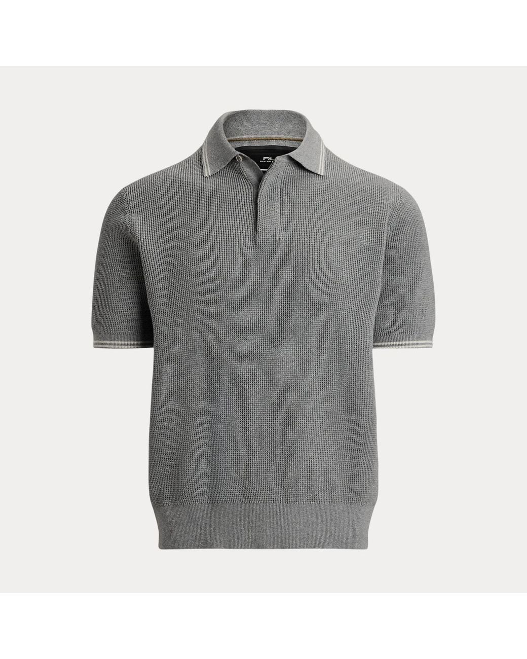Ralph Lauren Gray Waffle-Knit Cotton Polo Jumper for men