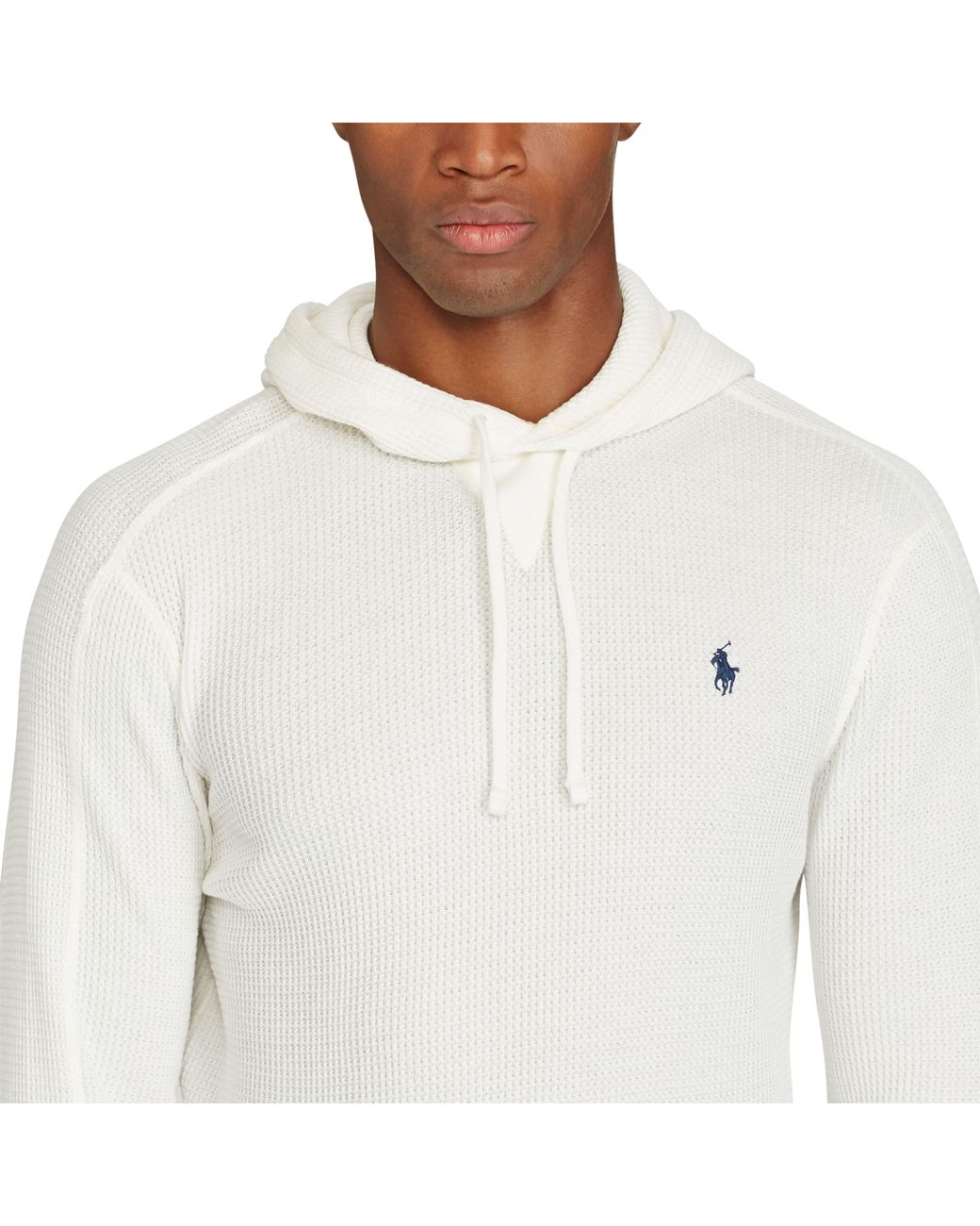 Polo Ralph Lauren Waffle-knit Cotton Hoodie in White for Men | Lyst