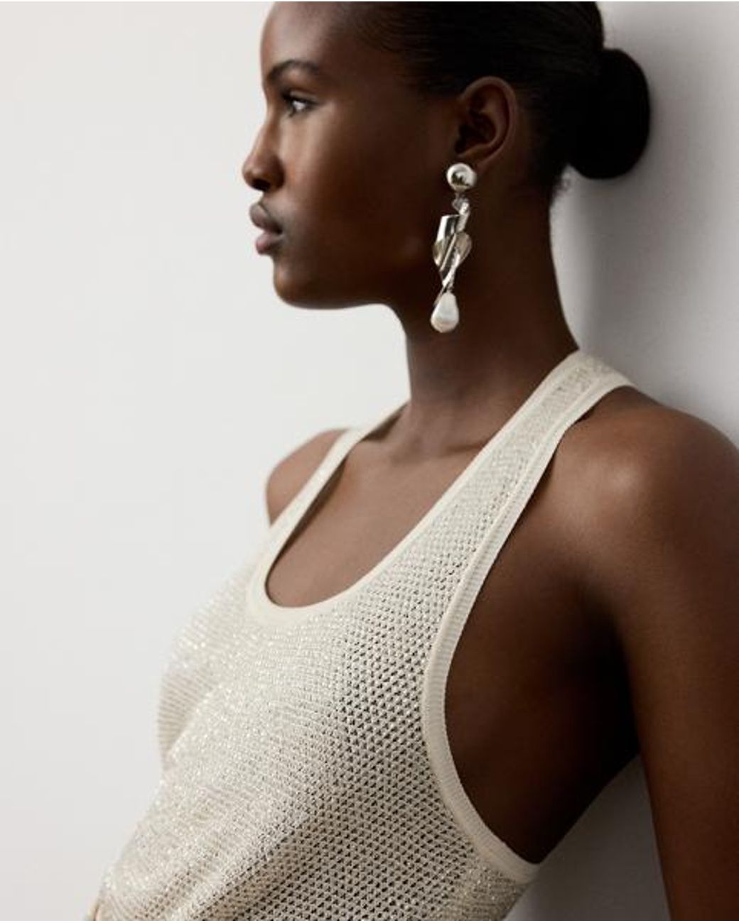 Ralph Lauren Natural Embellished Racerback Jumper Tank Top