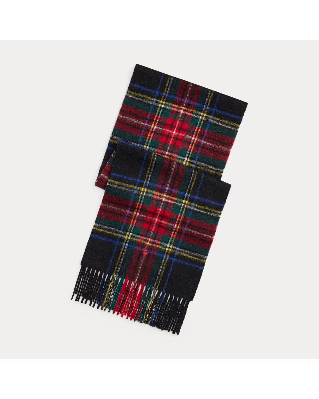 Polo Ralph Lauren Black Plaid Cashmere Scarf for men