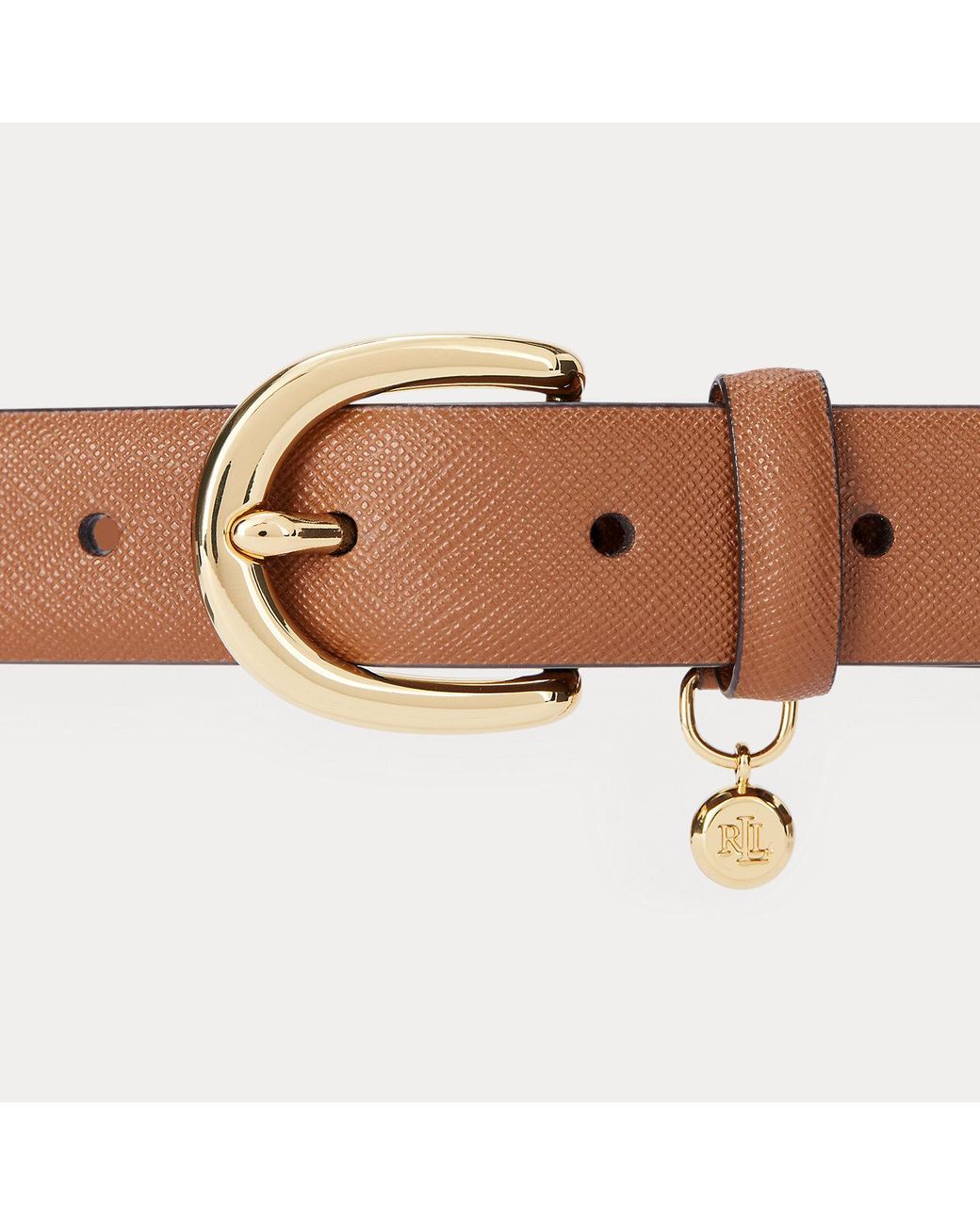 Ralph Lauren Brown Charm Crosshatch Leather Belt