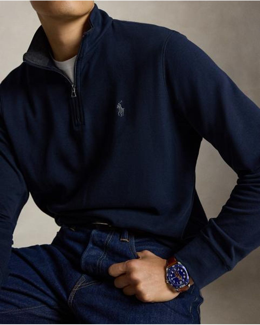 Polo Ralph Lauren Blue Luxury Jersey Quarter-zip Pullover for men