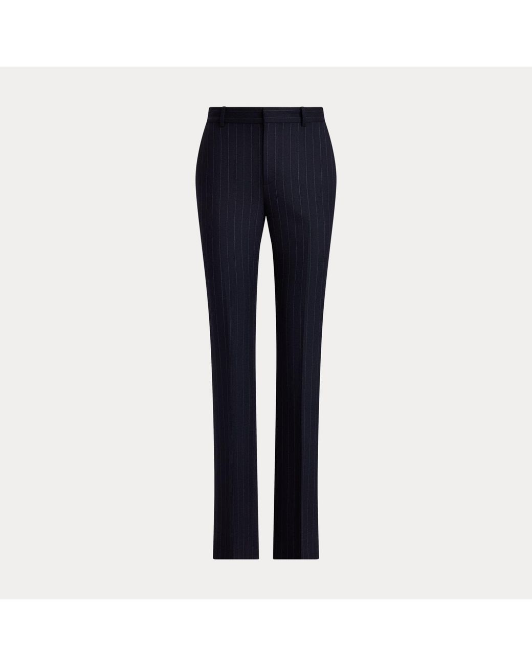 Ralph Lauren Blue Pinstripe Wool-Blend Twill Straight Pant