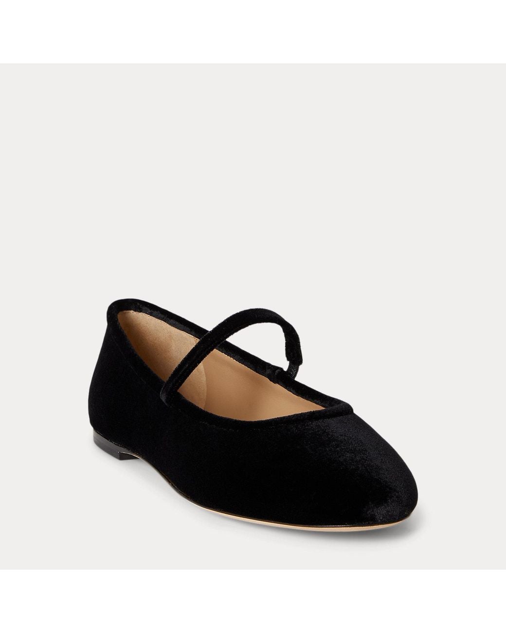 Ralph Lauren Black Jayna Velvet Mary Jane Flat