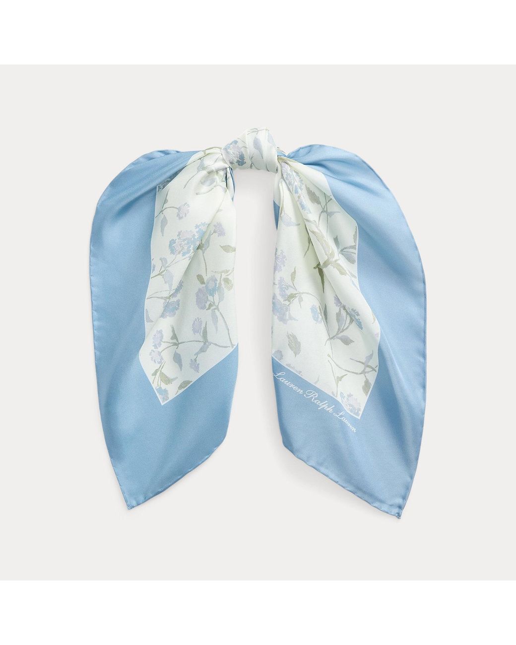 Ralph Lauren Blue Floral Silk Square Scarf