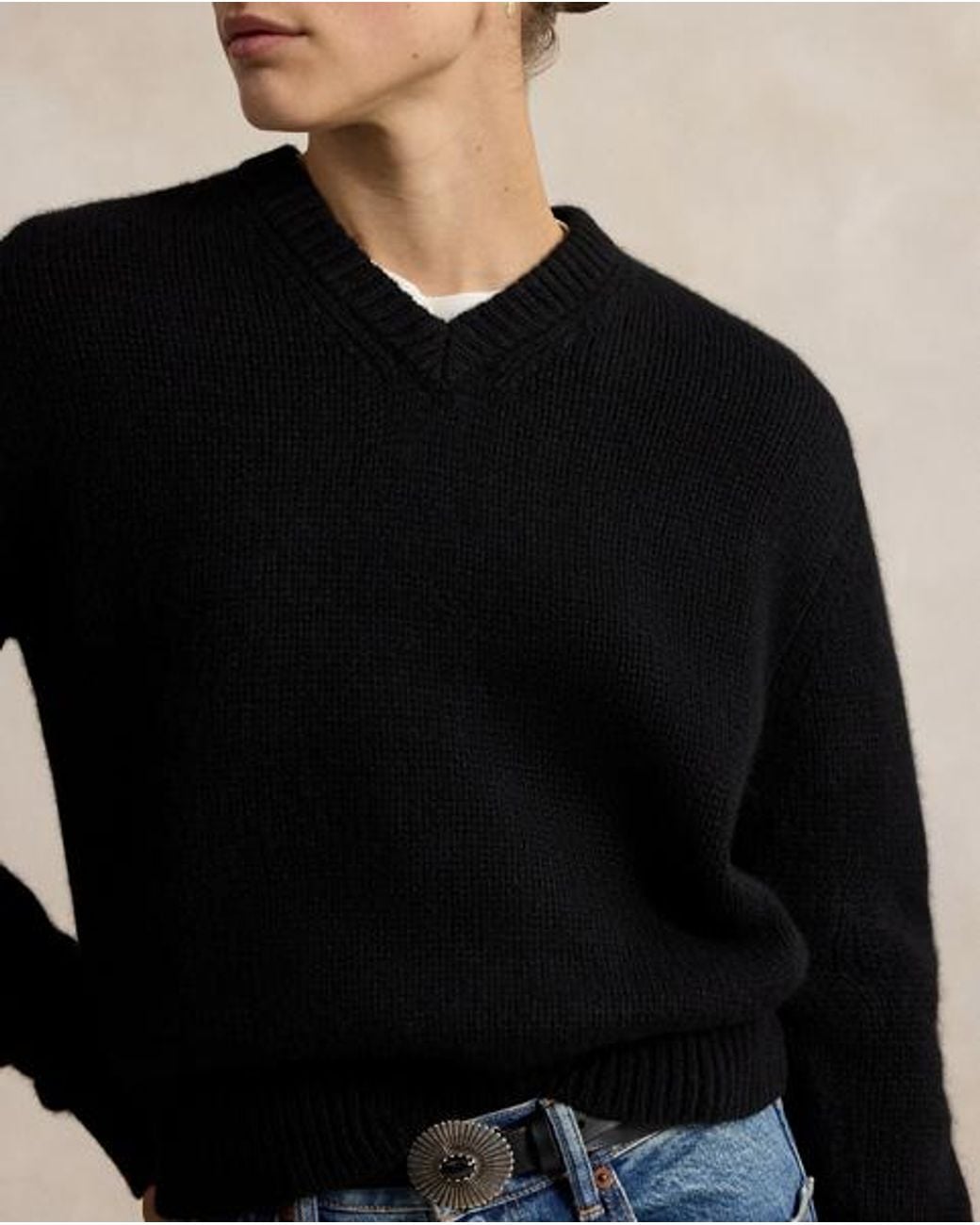Polo Ralph Lauren Black Cashmere V-Neck Sweater