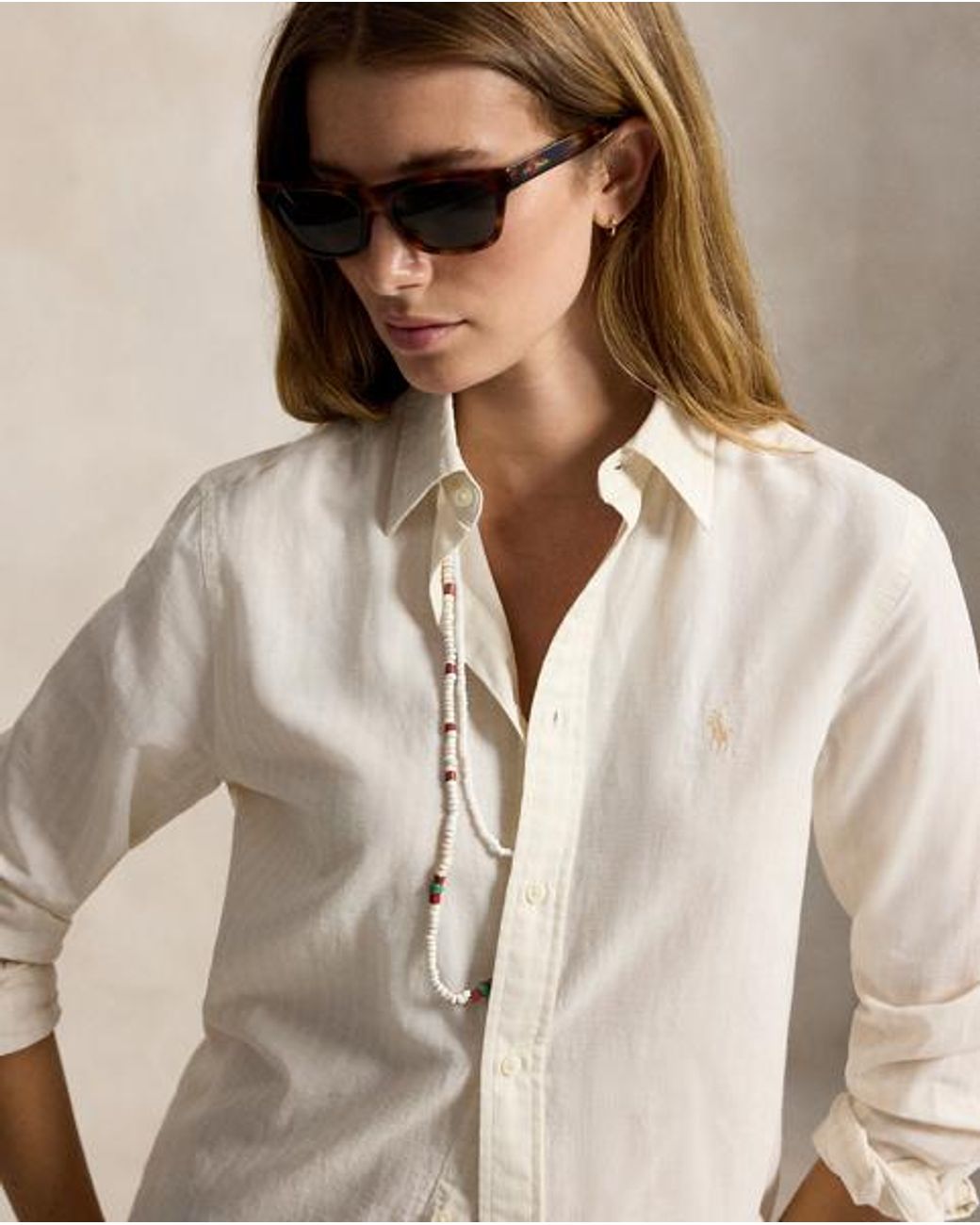 Polo Ralph Lauren Natural Classic Fit Striped Cotton-Linen Shirt