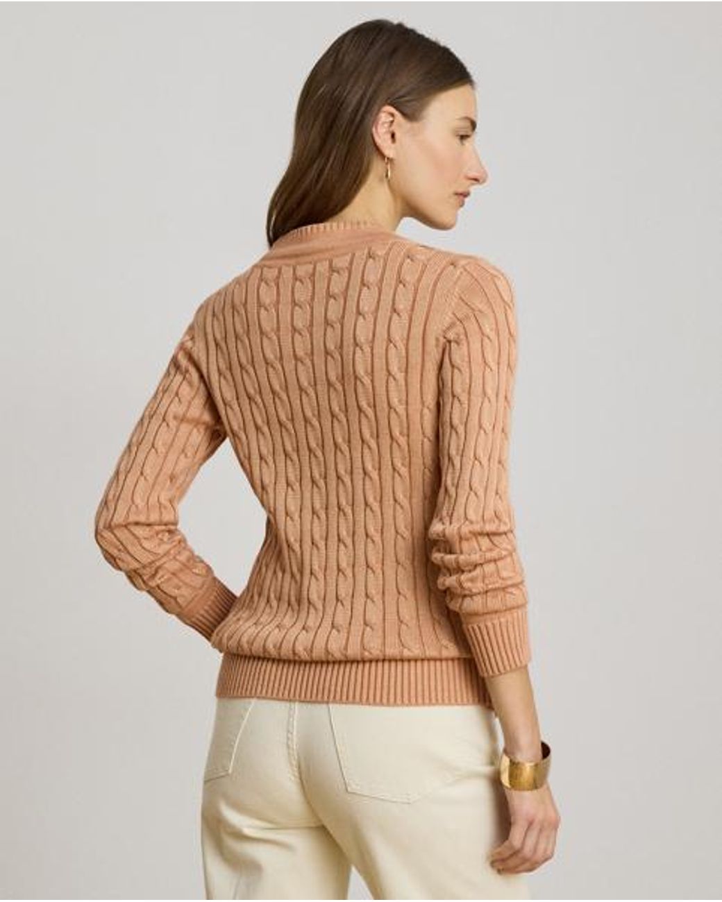 Ralph Lauren Brown Cable-Knit Cricket Jumper