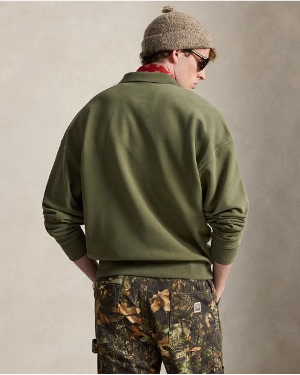 Polo Ralph Lauren Green Relaxed Fit Logo Collared Sweatshirt for men