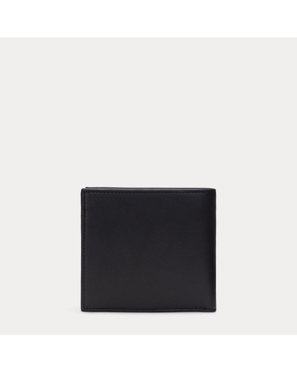 Polo Ralph Lauren Black Smooth Leather Billfold Coin Wallet for men