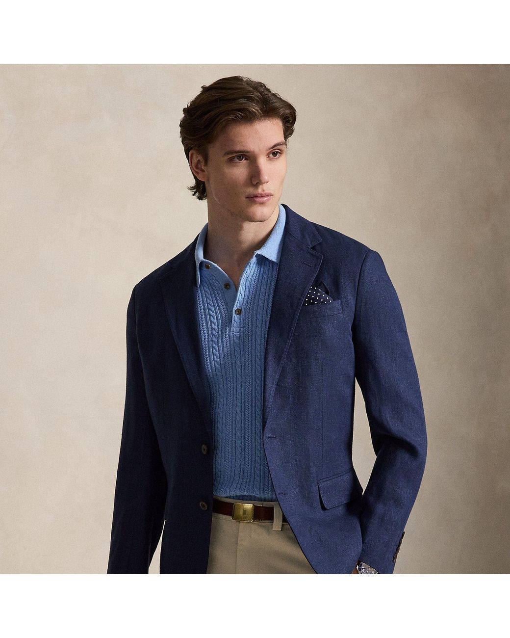 Polo Ralph Lauren Blue Polo Soft Modern Fit Linen-Blend Jacket for men