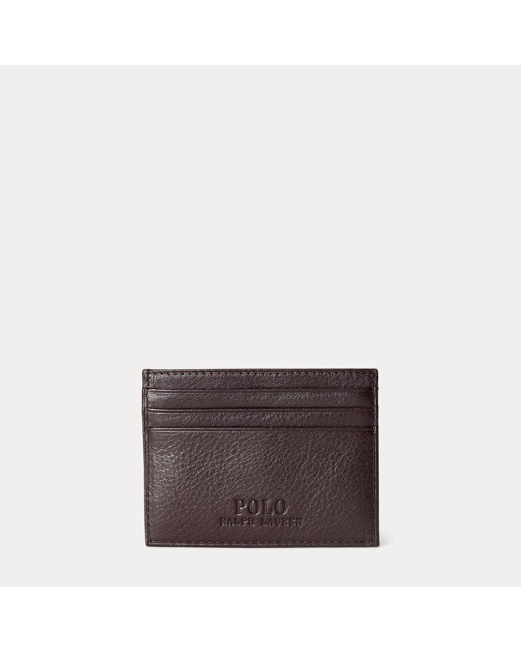 Polo Ralph Lauren Brown Pebbled Leather Card Case for men