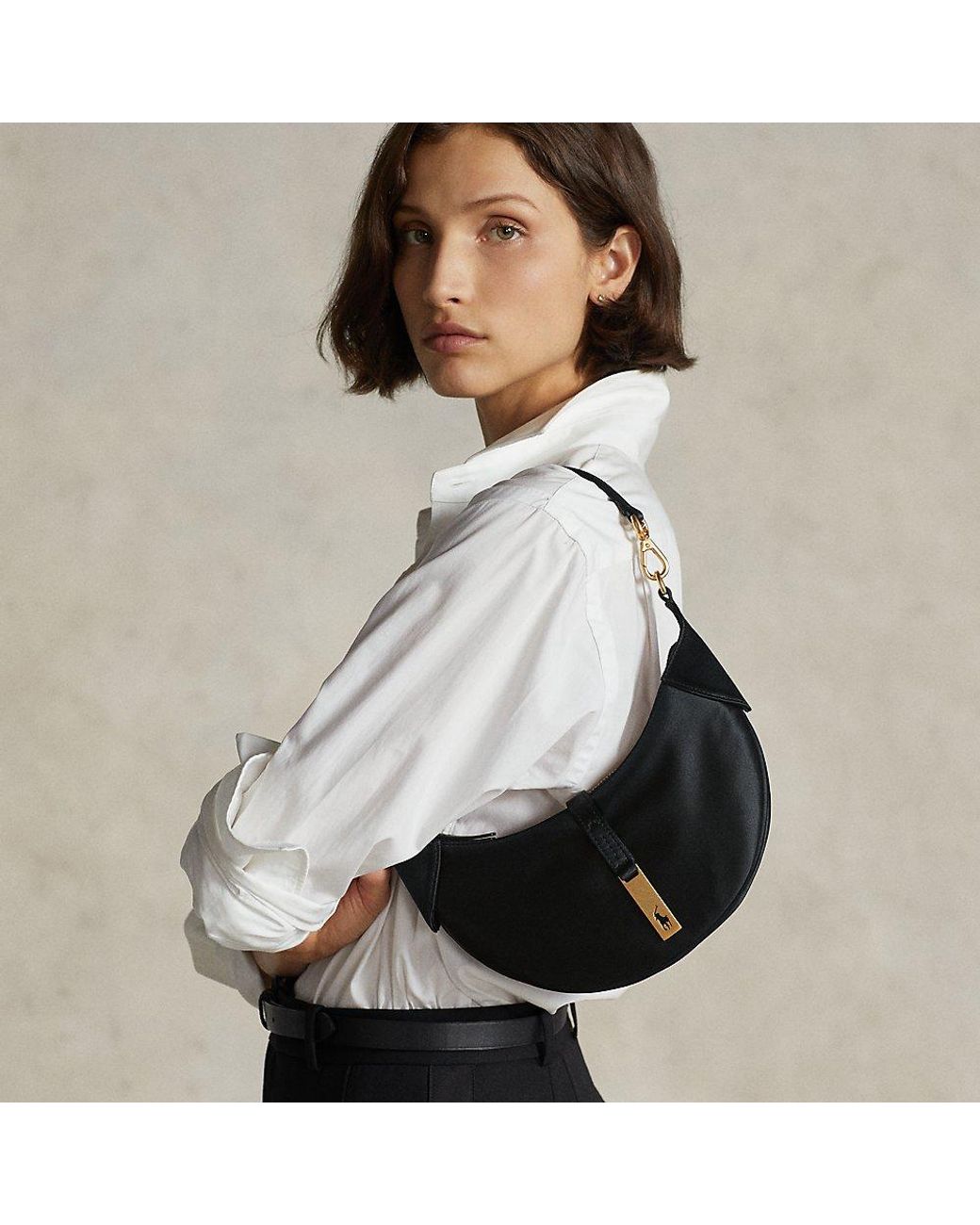 Ralph Lauren Polo Id Satin Mini Shoulder Bag in Black | Lyst