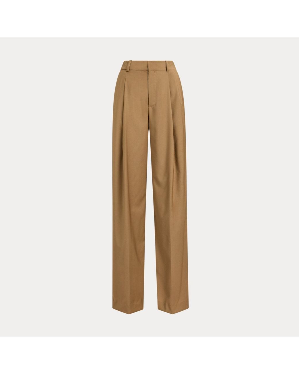 Ralph Lauren Natural Pleated Wool Pant