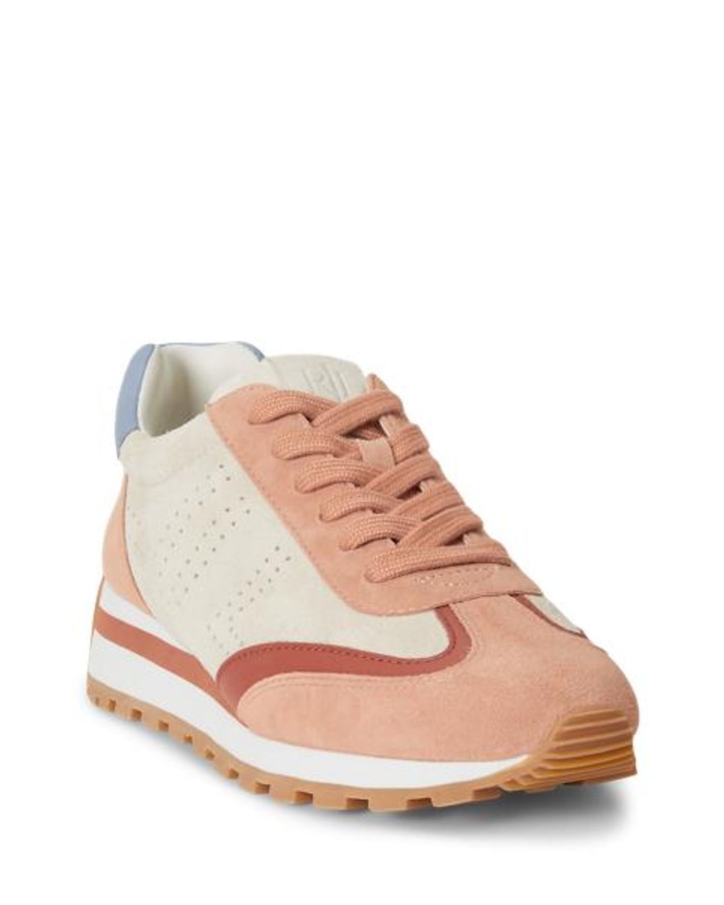 Ralph Lauren Pink Dani Perforated Suede Trainer