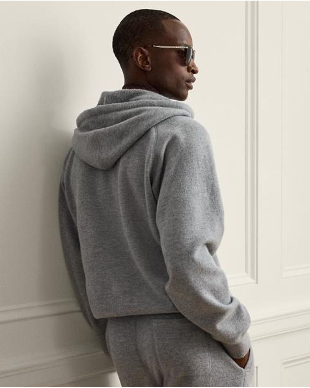 Ralph Lauren Gray Relaxed Fit Wool-Cashmere Terry Hoodie for men
