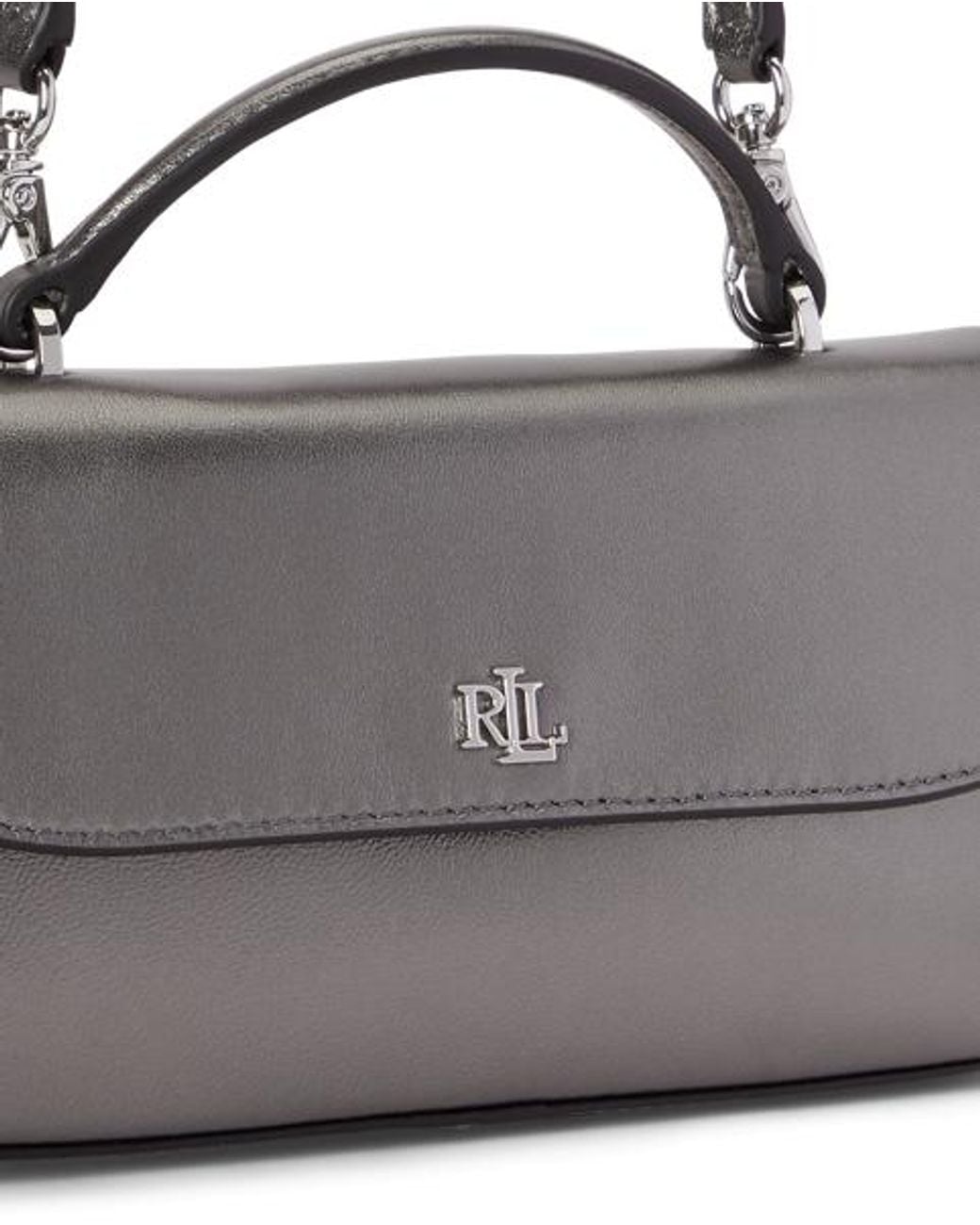 Ralph Lauren Black Metallic Leather Marcy Crossbody Wallet
