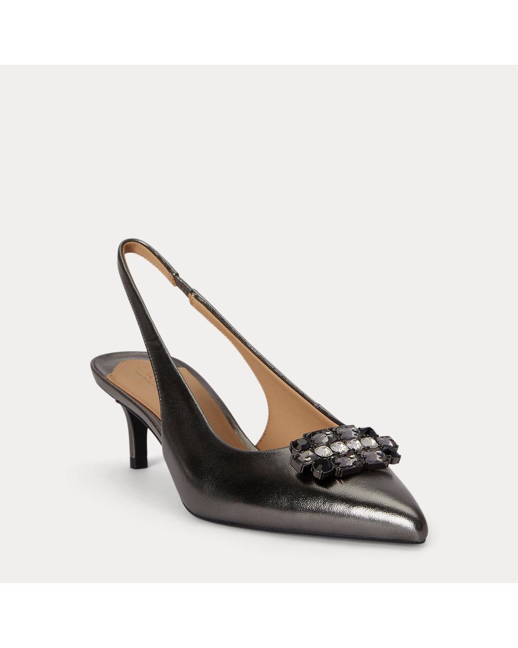 Ralph Lauren Metallic Lolah Jewelled Nappa Slingback Pump