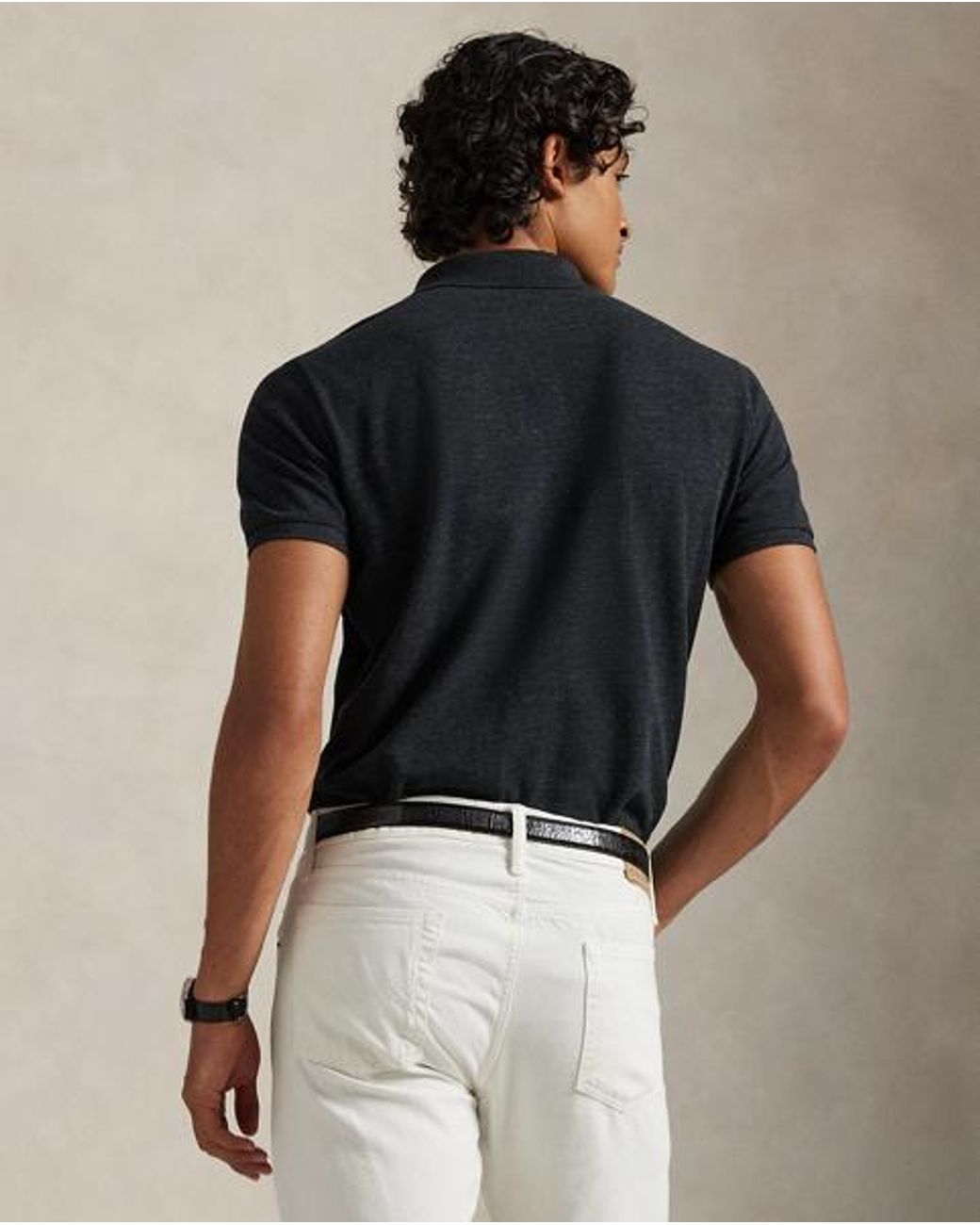 Polo Ralph Lauren Black Custom Slim Fit Mesh Polo Shirt for men