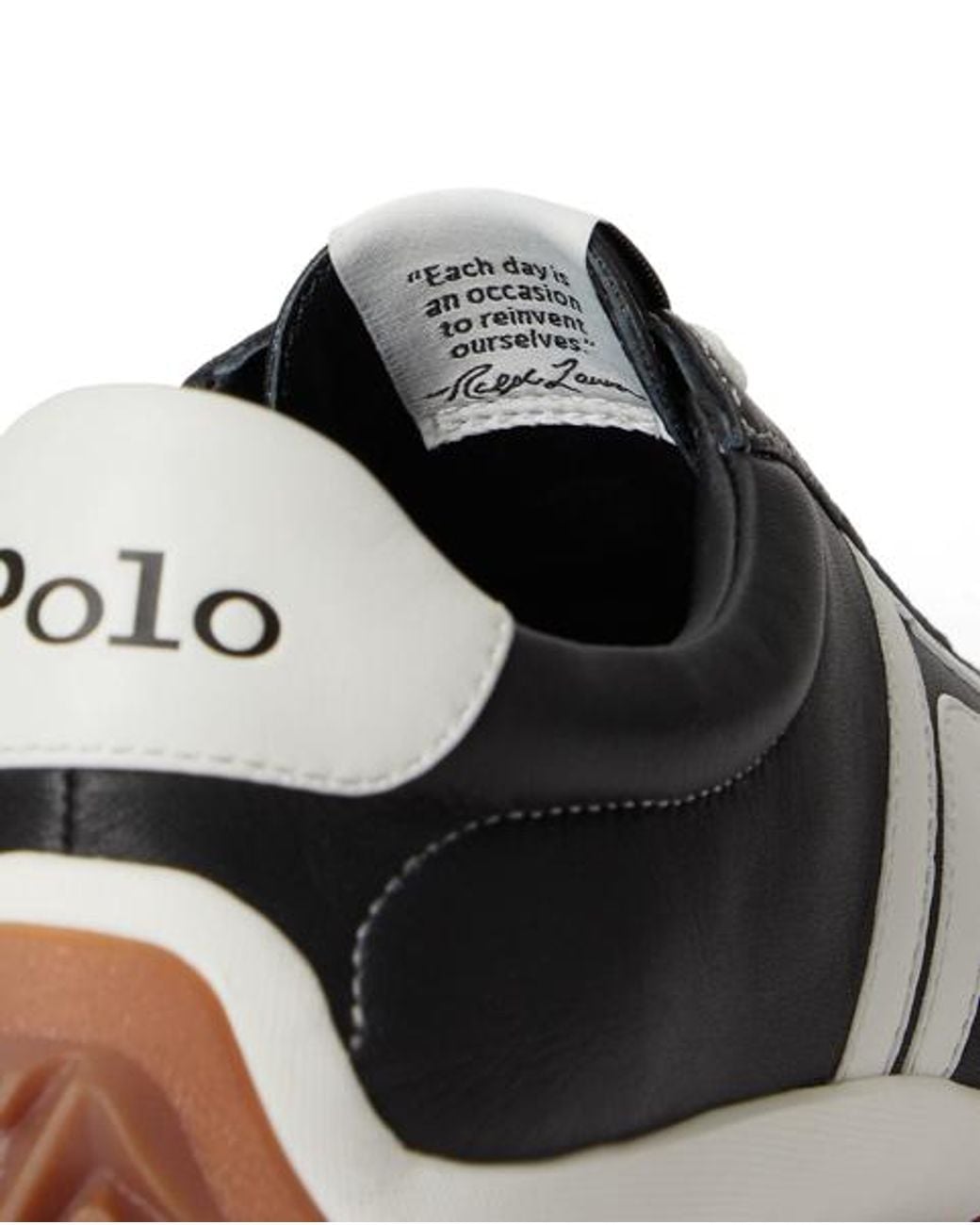 Polo Ralph Lauren Black Treaded Leather Low-Top Trainer