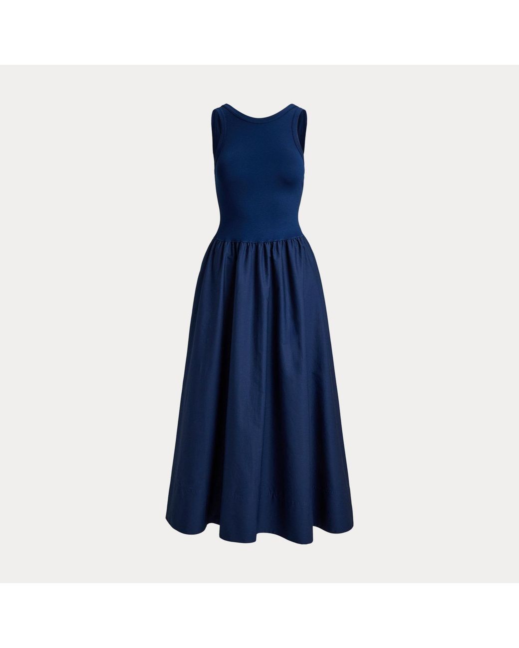 Ralph Lauren Blue Ponte-Bodice Sleeveless Dress