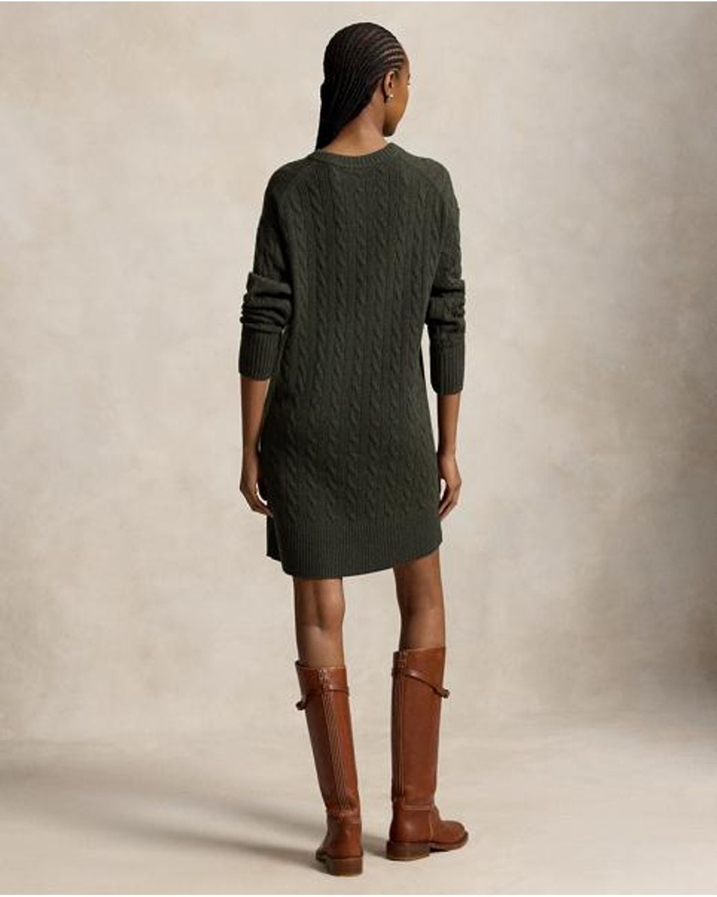 Polo Ralph Lauren Black Cable-Knit Wool-Cashmere Dress