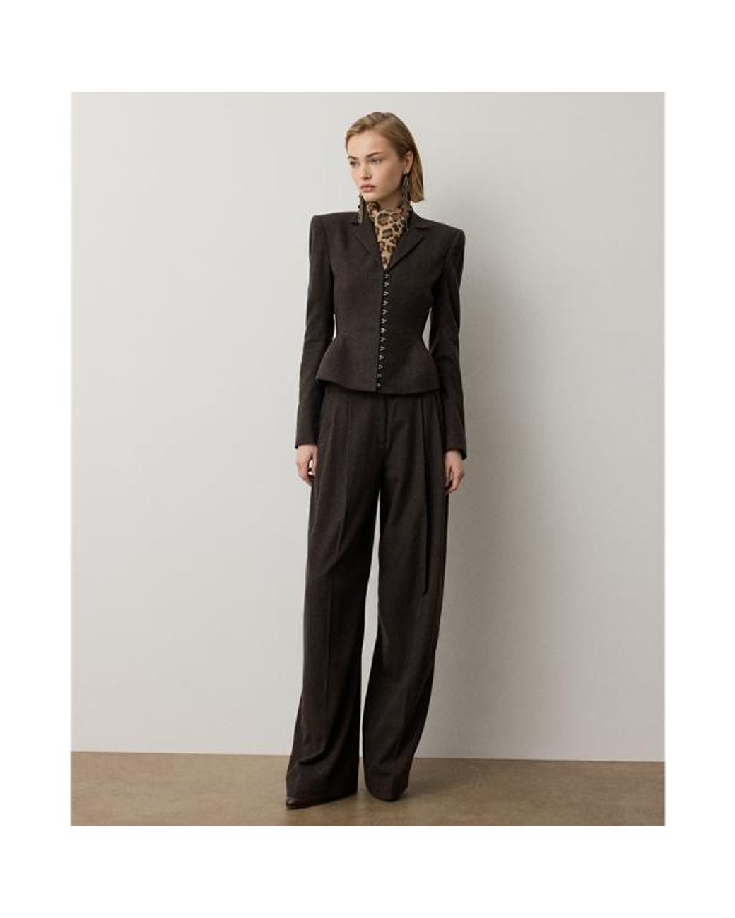 Ralph Lauren Black Joleene Wool Herringbone Jacket