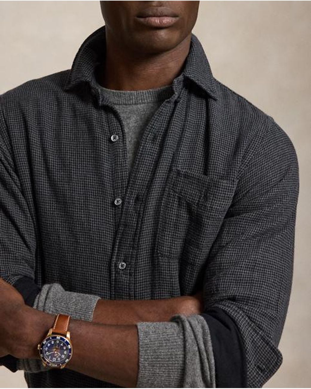 Polo Ralph Lauren Black Custom Fit Double-Faced Shirt for men