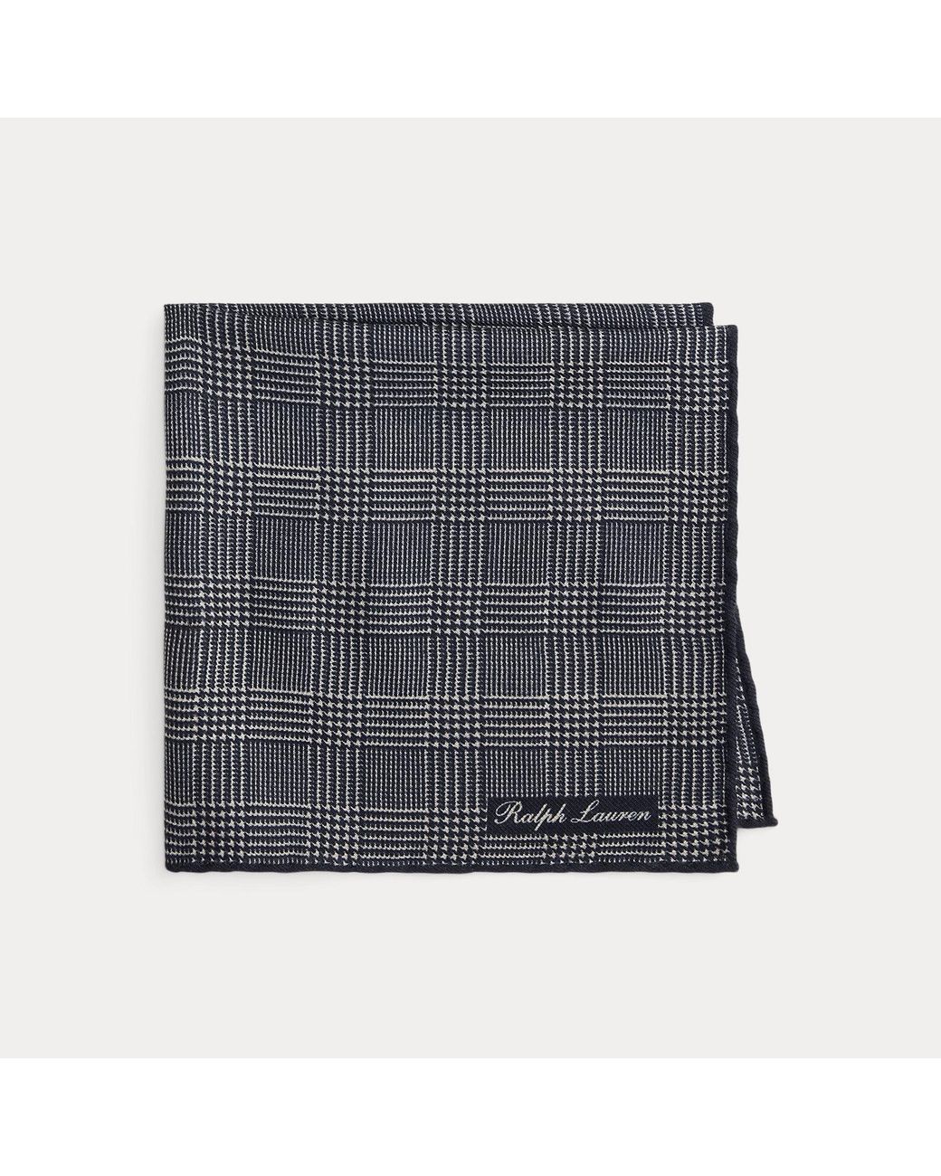 Ralph Lauren Blue Plaid Cashmere-Silk Pocket Square for men