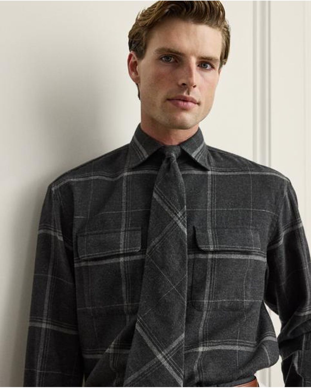 Ralph Lauren Black Plaid Brushed Camp Shirt for men