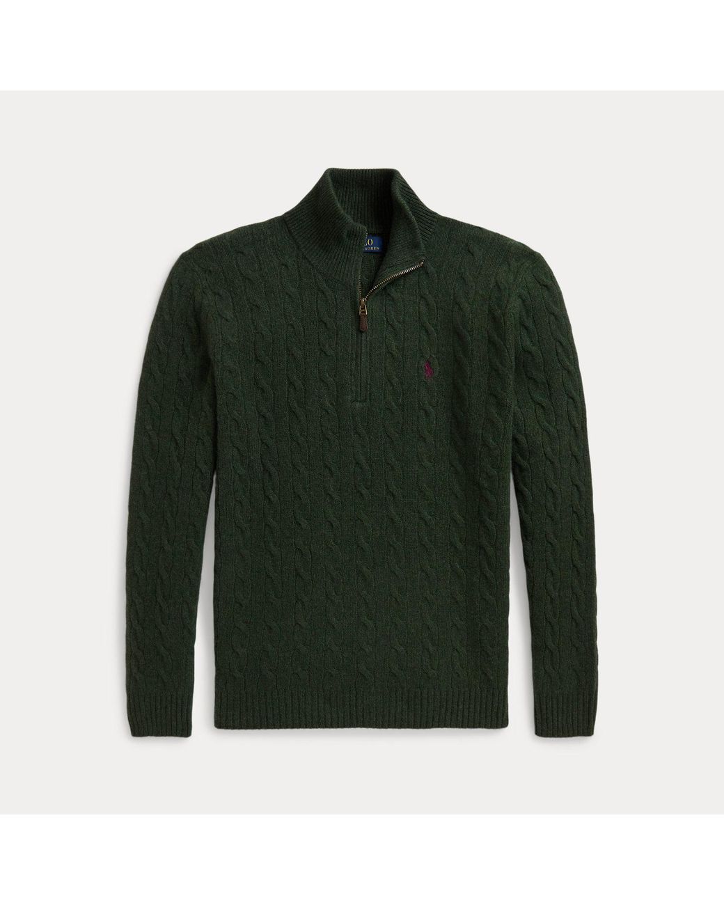 Polo Ralph Lauren Green Cable-Knit Quarter-Zip Sweater for men