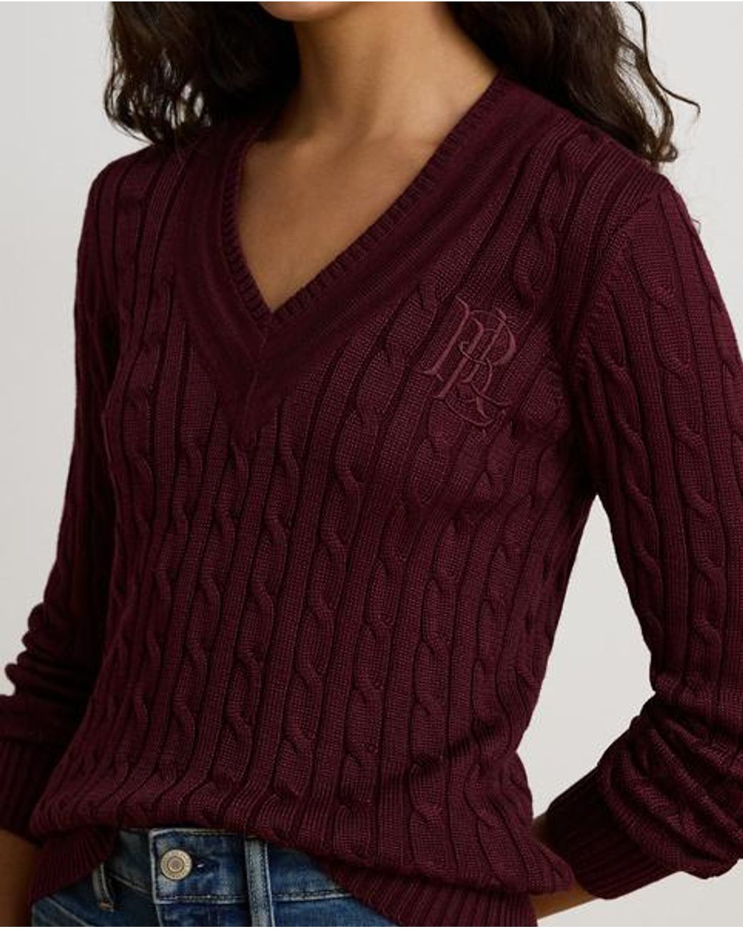 Ralph Lauren Purple Cable-Knit Cricket Jumper
