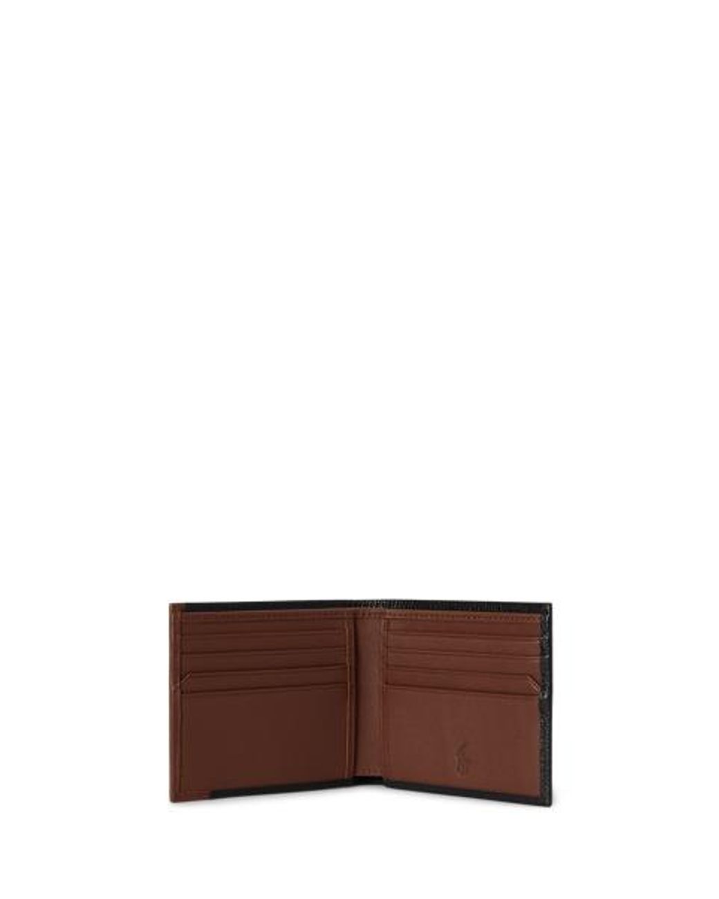 Polo Ralph Lauren Black Two-Tone Leather Billfold Wallet for men