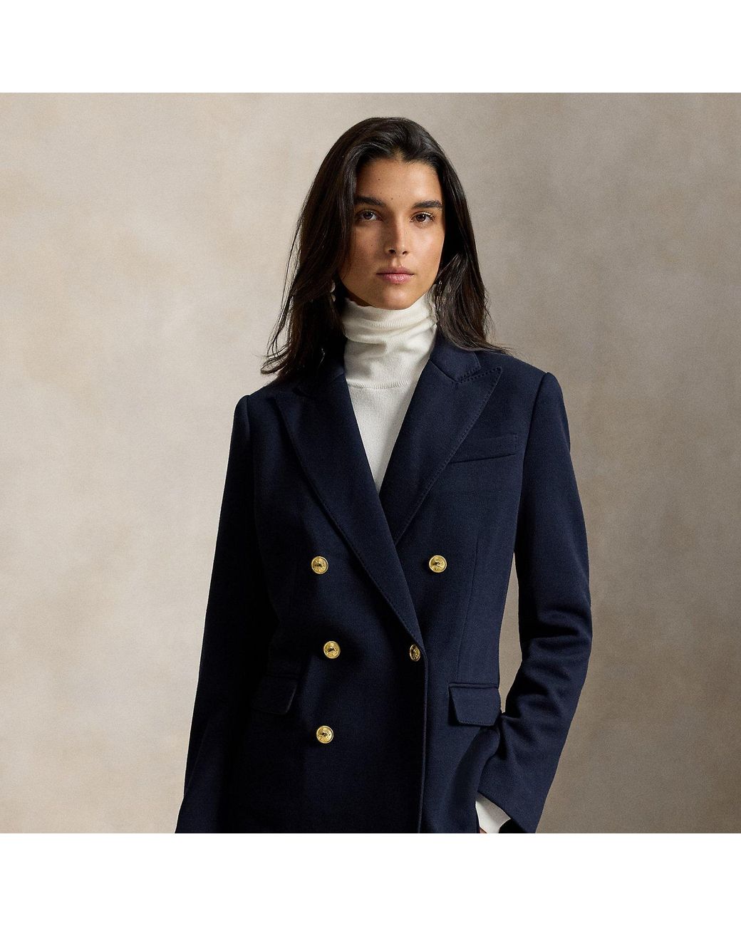 Polo Ralph Lauren Blue Double-Breasted Knit Blazer