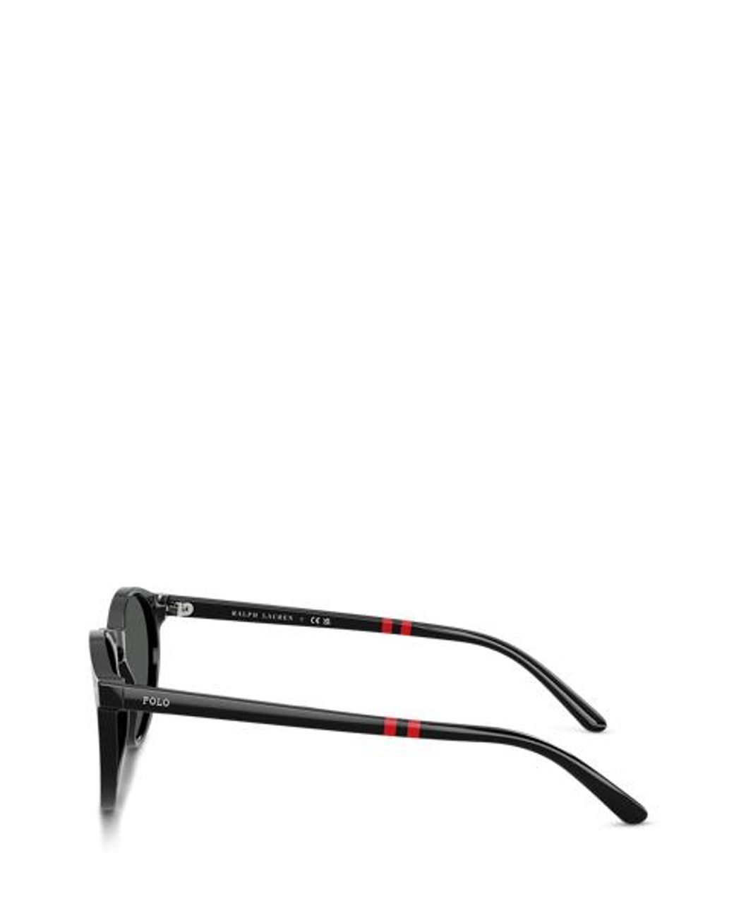 Polo Ralph Lauren Black Rugby-Stripe Round Sunglasses for men