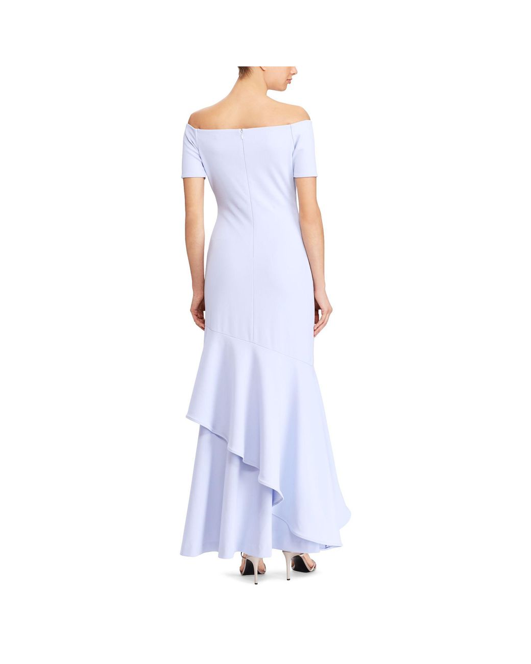 Ralph Lauren Crepe Off-the-shoulder Gown in Blue | Lyst