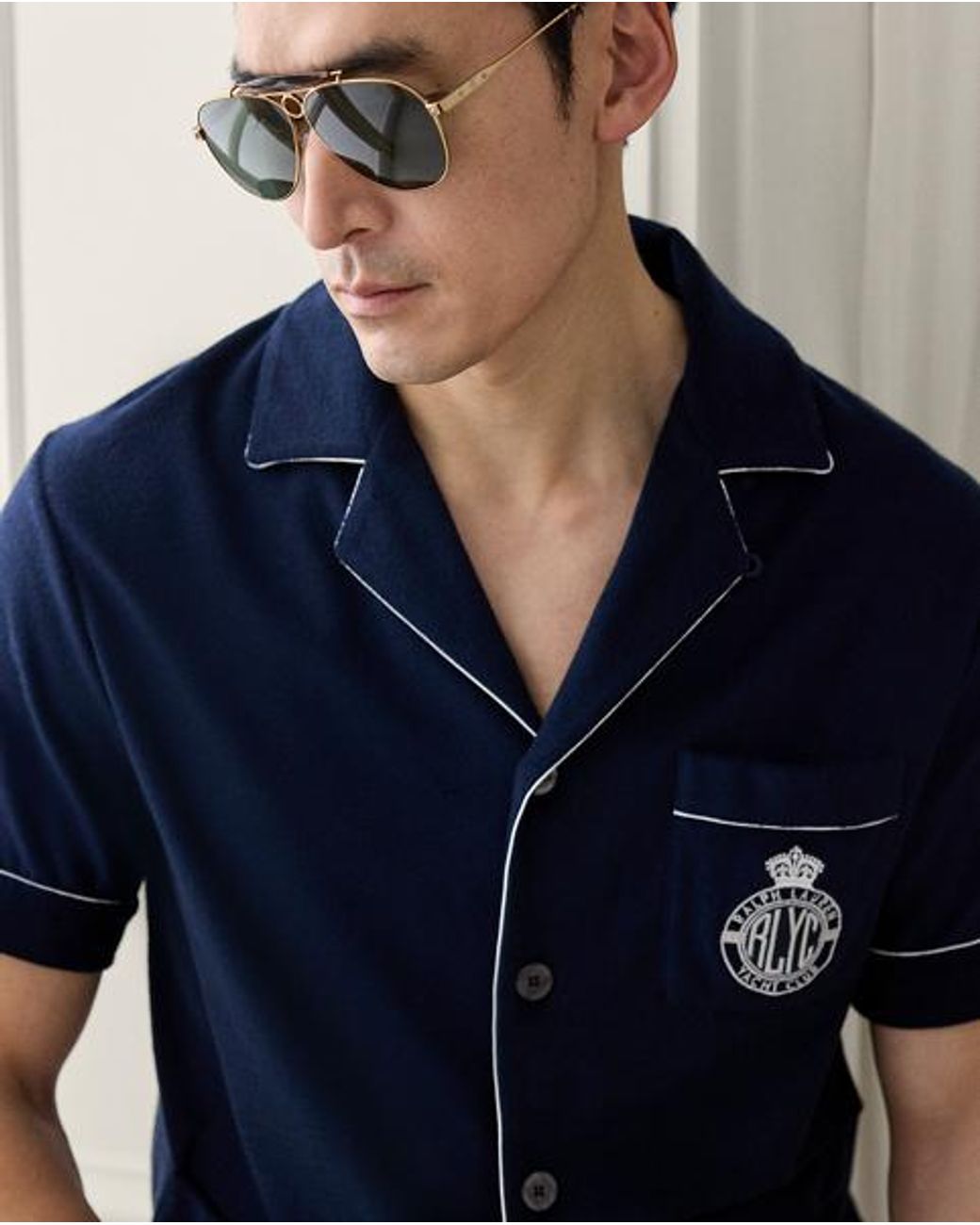 Ralph Lauren Blue Cotton-Silk Terry Shirt for men