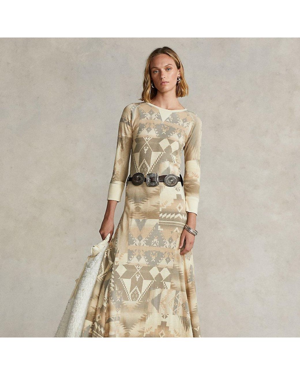 Polo Ralph Lauren Southwestern Double-knit Dress in Natural | Lyst