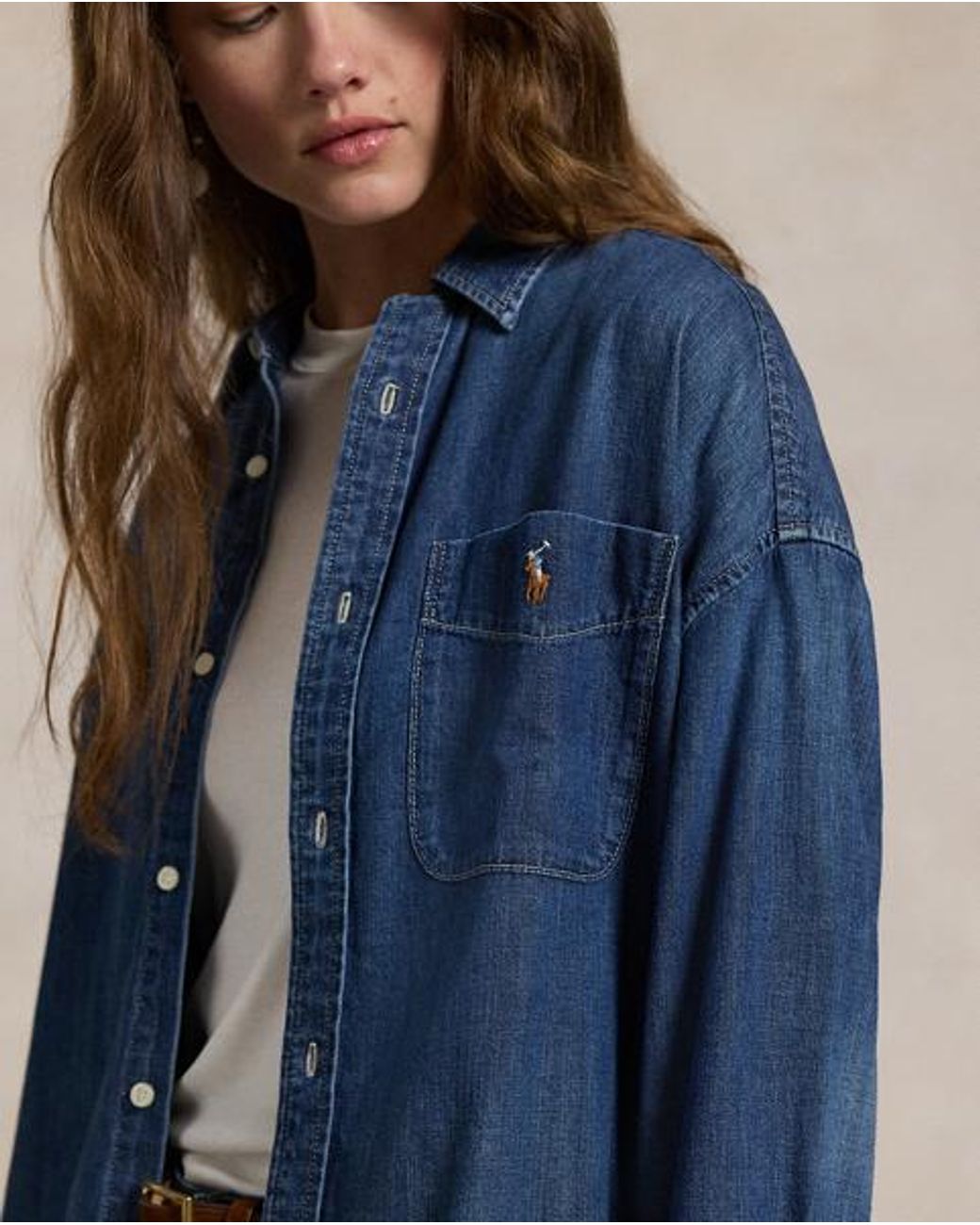 Polo Ralph Lauren Blue Oversize Fit Denim Shirt