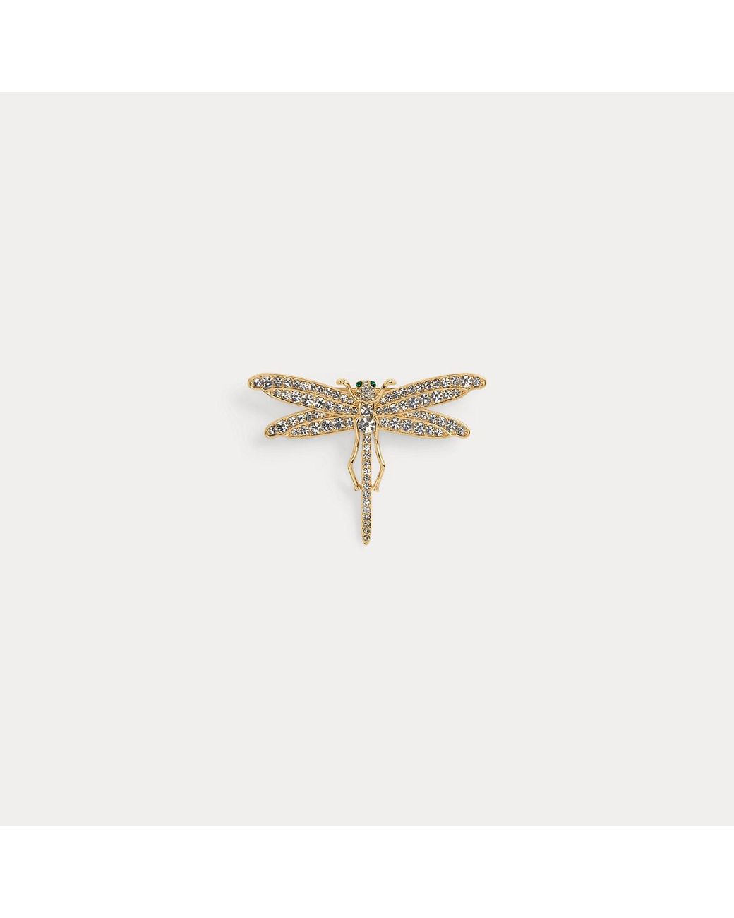 Ralph Lauren White Pavé-Plated Dragonfly Pin