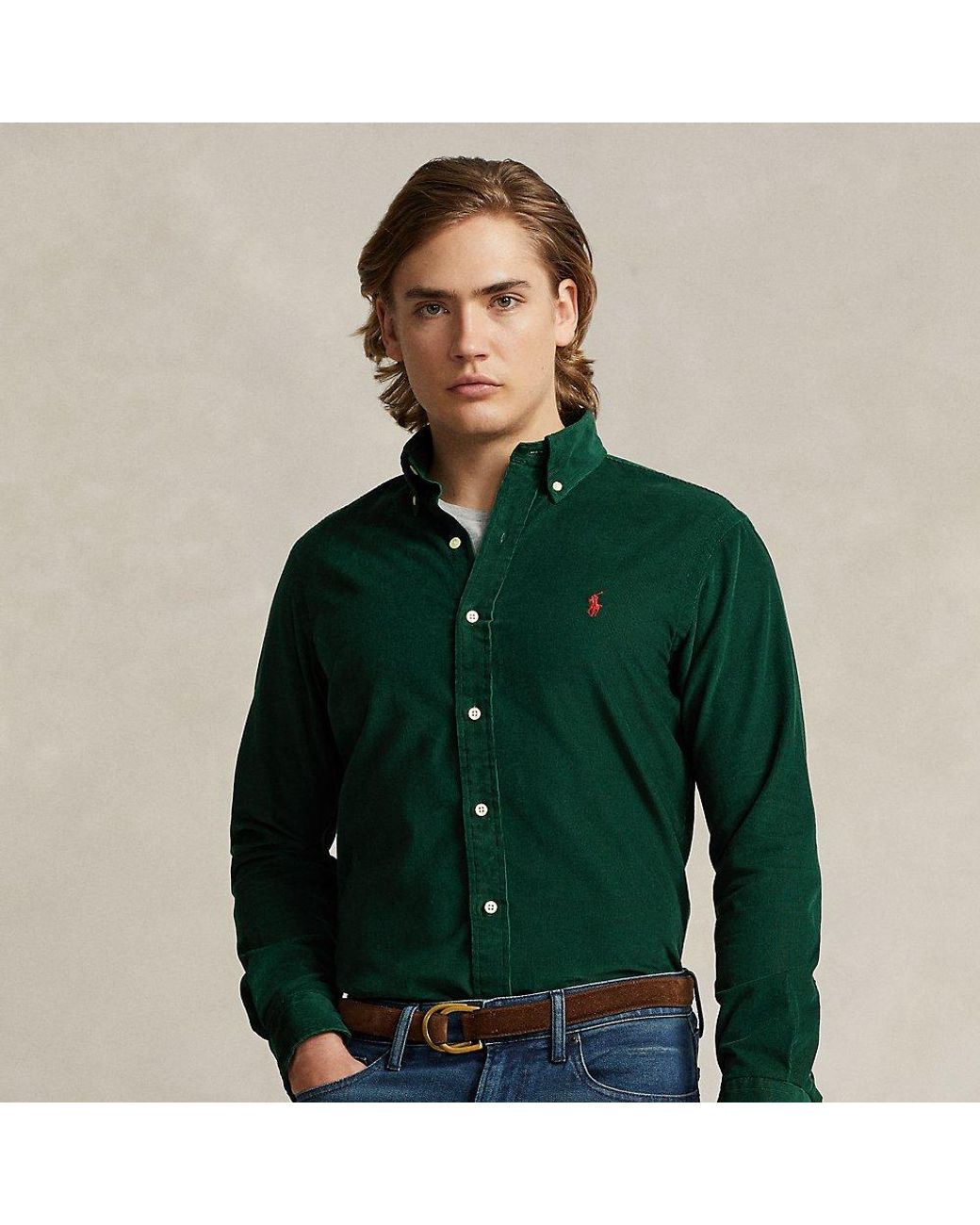 Ralph Lauren Classic Fit Corduroy Shirt in Green for Men | Lyst