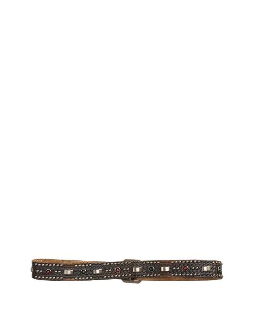 RRL Black Studded Leather Belt for men
