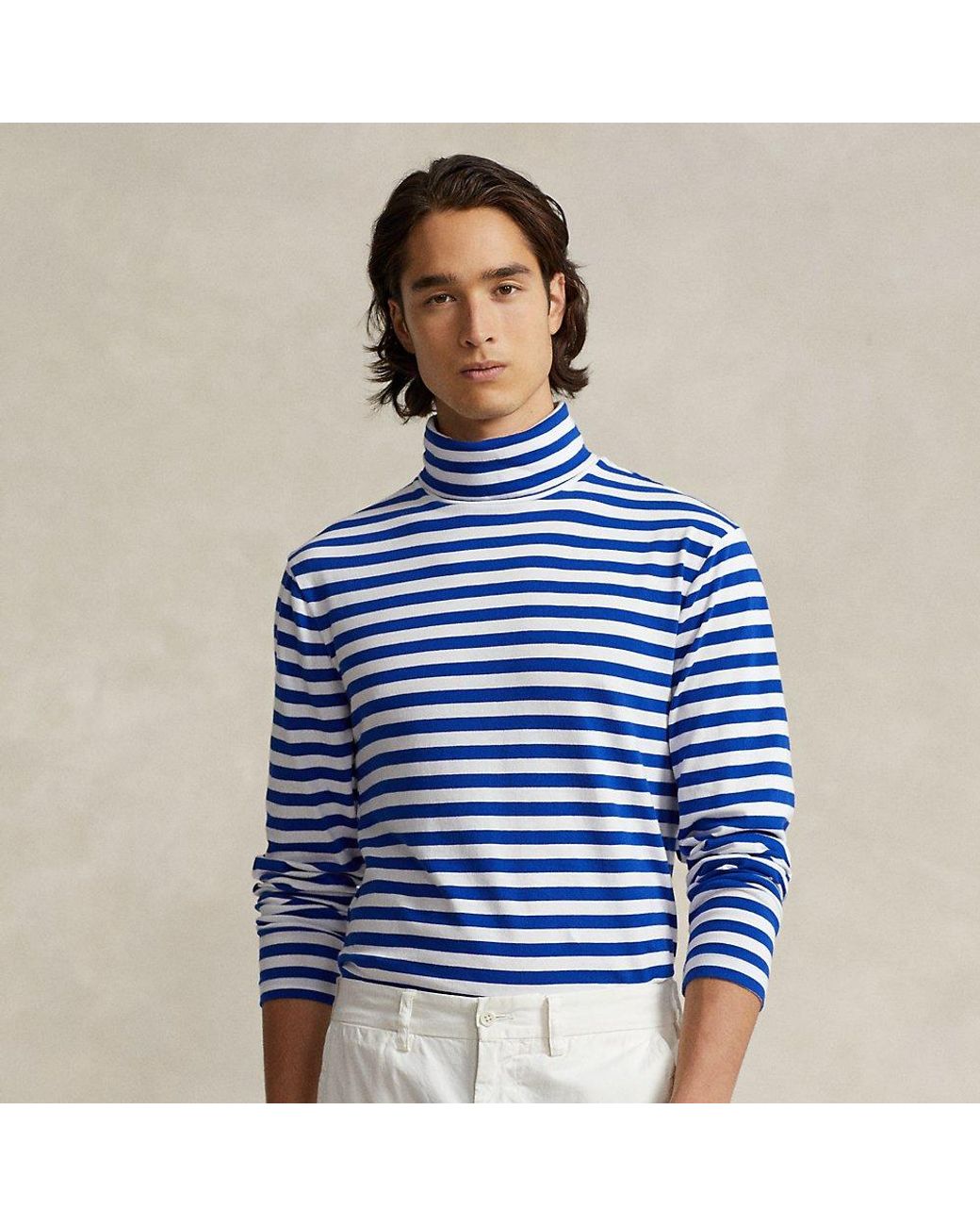 Striped roll top neck mens